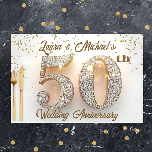 Gold Confetti 50th Wedding Anniversary Placemat (Creator Uploaded)