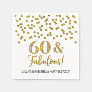 Gold Confetti 60 & Fabulous Birthday Napkins