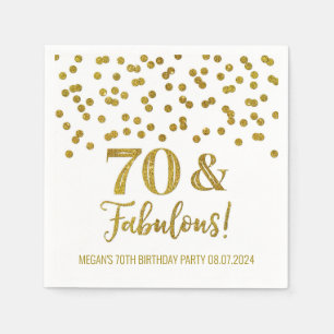 Gold Confetti 70 & Fabulous  Napkins
