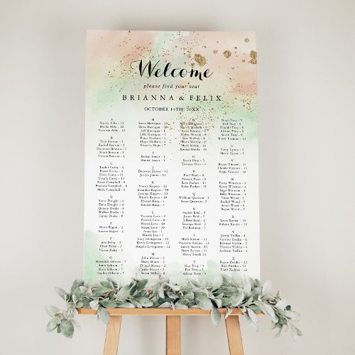 Gold Confetti Alphabetical Seating Chart