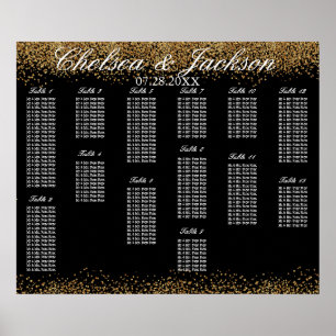 Gold Confetti and Black - 13 Seating Chart