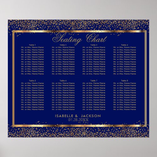 Gold Confetti and Dark Blue _ 8 Seating Chart