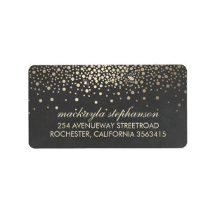 Gold Confetti and Fireflies Chalkboard Wedding Label