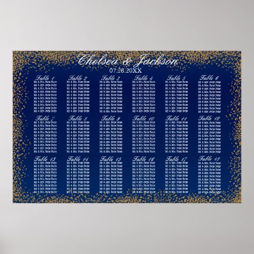 Gold Confetti and Navy Blue _18 Seating Chart