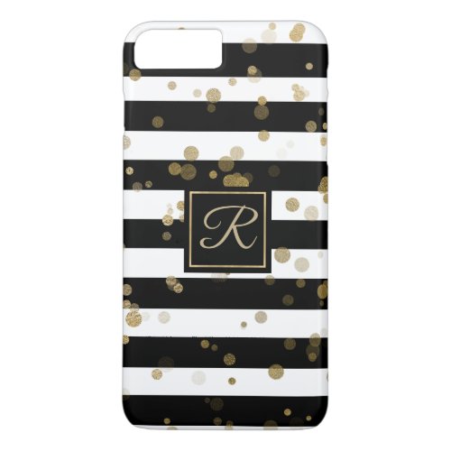 Gold Confetti and Stripes iPhone 8 Plus Case