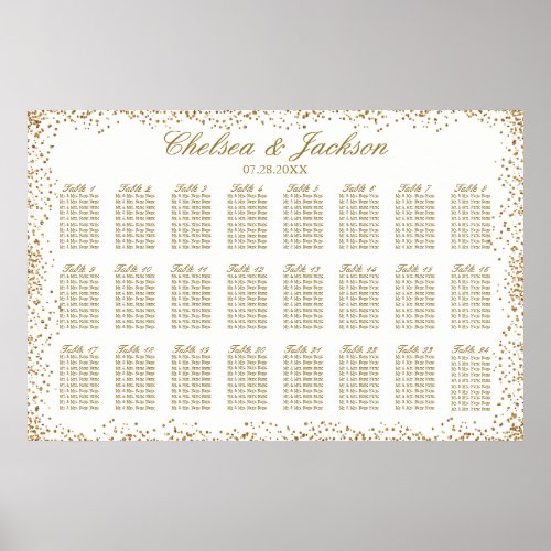 Gold Confetti and White _ 24 Seating Chart