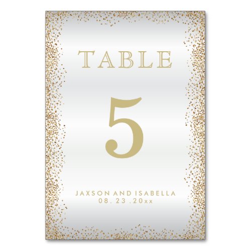 Gold Confetti and White _ Table Card