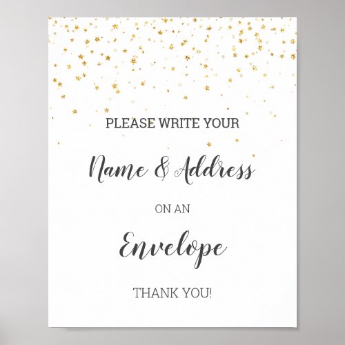 Gold Confetti Baby Shower Address An Envelope Sign