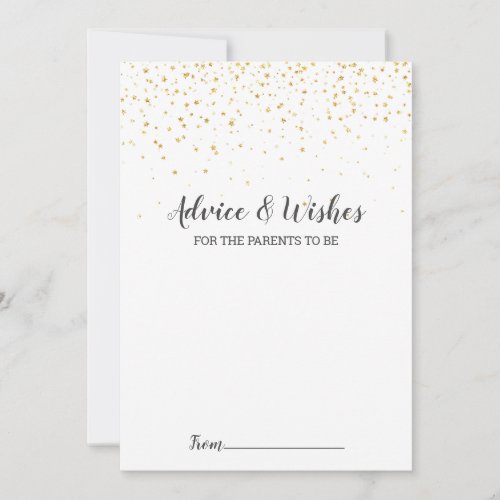 Gold Confetti Baby Shower Advice Cards