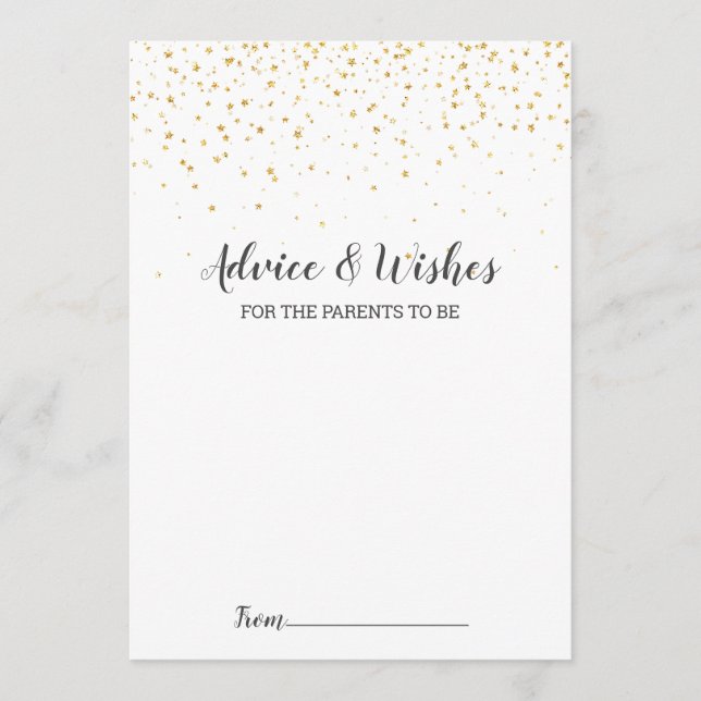 Gold Confetti Baby Shower Advice Cards (Front)