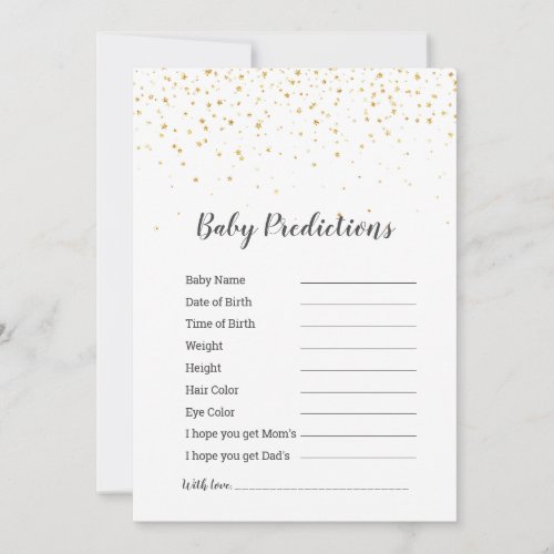 Gold Confetti Baby Shower Baby Predictions Game