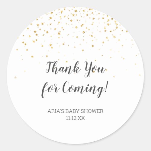 Gold Confetti Baby Shower Favor Classic Round Sticker