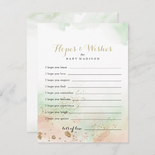 Gold Confetti Baby Shower Hopes  Wishes Card