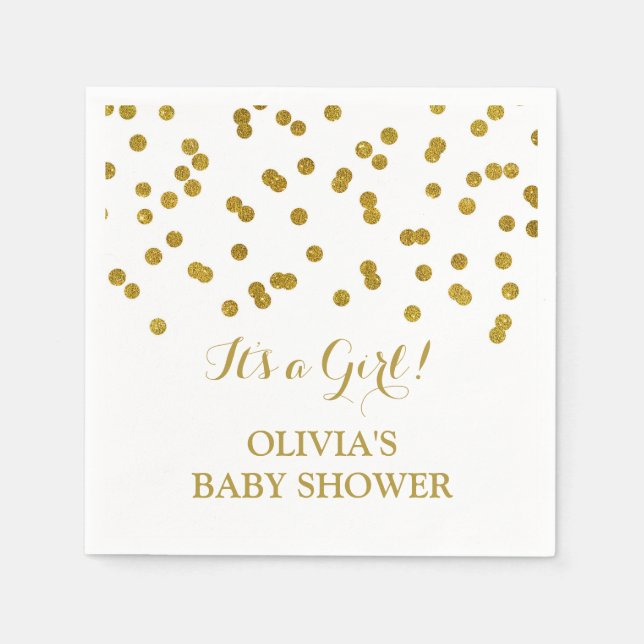 Gold Confetti Baby Shower Napkins (Front)