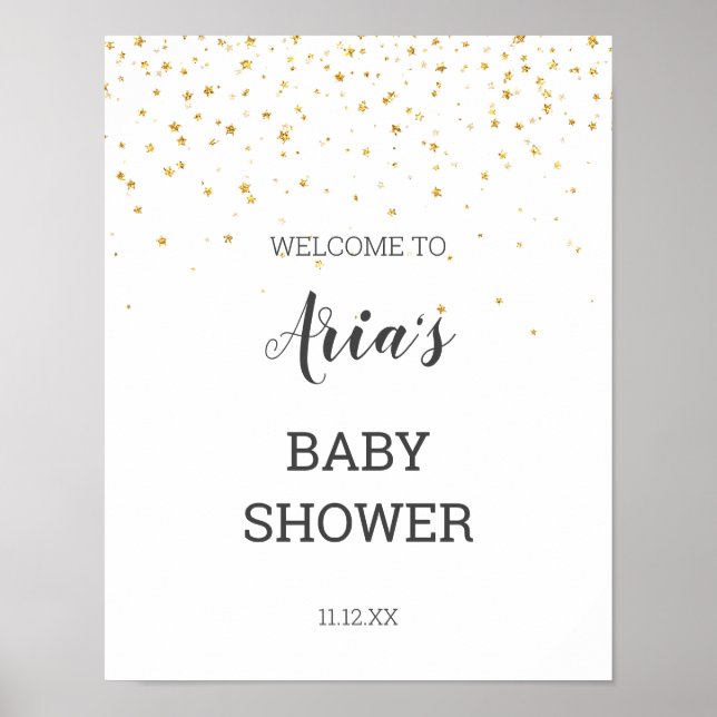 Gold Confetti Baby Shower Welcome Sign (Front)