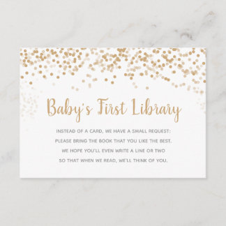 Gold Confetti Baby's First Library Book Request Invitation