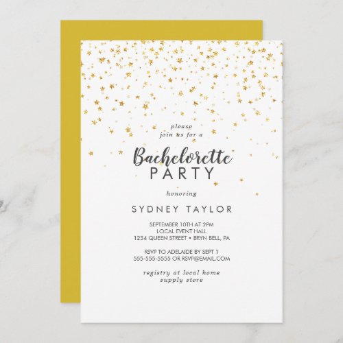 Gold Confetti Bachelorette Party Invitation