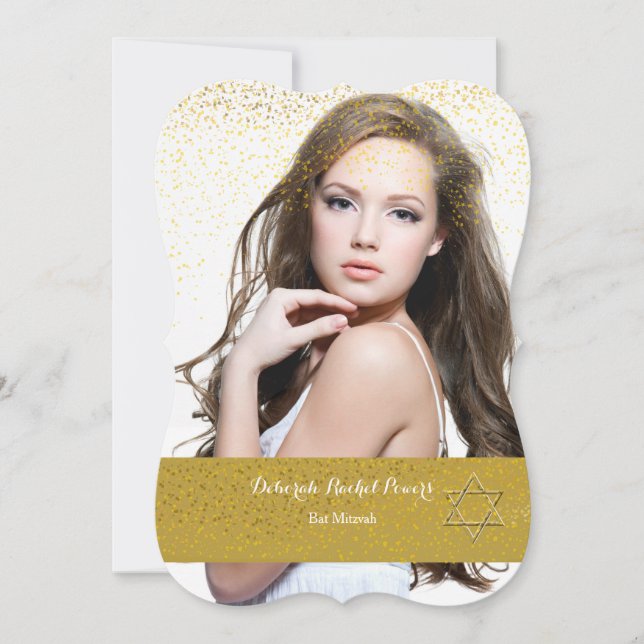 Gold Confetti Bat Mitzvah Invitation (Front)