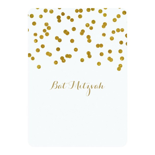 Gold Confetti Bat Mitzvah Invitations
