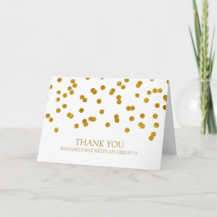 Gold Confetti Bat Mitzvah Thank You Card