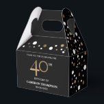 Gold Confetti Black 40th birthday Favor Box<br><div class="desc">Celebrate a milestone birthday in style with our Gold Confetti Black 40th Birthday Favor Box! This chic and classic design features a sophisticated combination of gold, black, and white confetti, setting the perfect tone for a fabulous 40th birthday celebration. Personalize and customize this favor box with the name of the...</div>