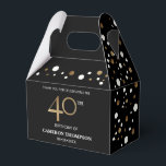 Gold Confetti Black 40th birthday Favor Box<br><div class="desc">Celebrate a milestone birthday in style with our Gold Confetti Black 40th Birthday Favor Box! This chic and classic design features a sophisticated combination of gold, black, and white confetti, setting the perfect tone for a fabulous 40th birthday celebration. Personalize and customize this favor box with the name of the...</div>