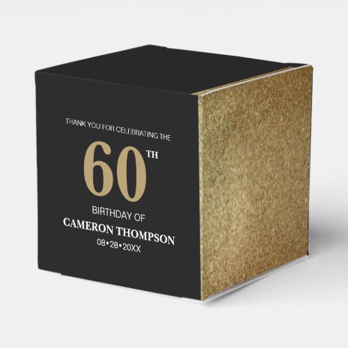 Gold Confetti Black 60th birthday Favor Box