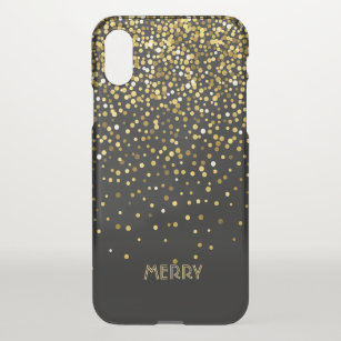 Gold Confetti Black Background iPhone X Case