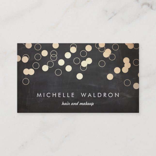 Gold Confetti Black  Makeup Artist  Business Card (Front)