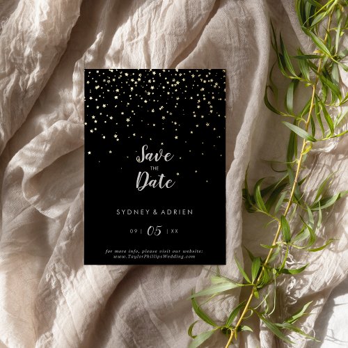 Gold ConfettiBlack Save The Date Real Gold Foil Invitation