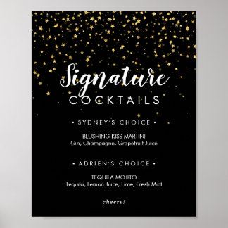 Gold Confetti | Black Signature Cocktails Sign