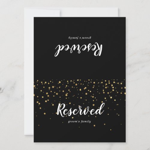 Gold Confetti  Black Wedding Reserved Sign