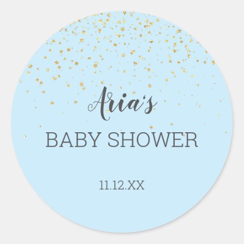 Gold Confetti Blue Baby Shower Envelope Seal