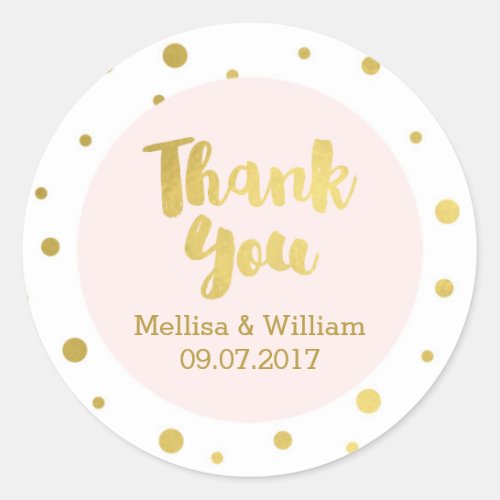 Gold Confetti Blush Pink Wedding Favor Tags