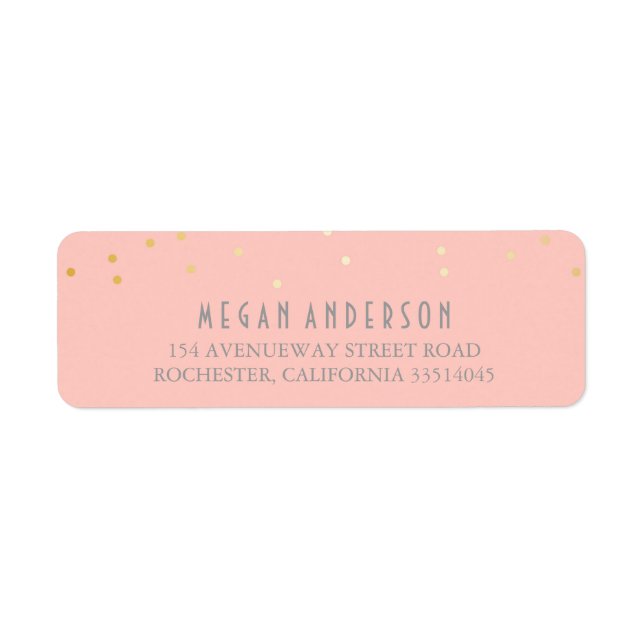 Gold Confetti Blush Pink Wedding Label (Front)