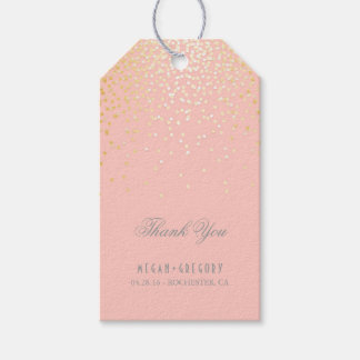 Gold Confetti Blush Pink Wedding Thank You Gift Tags