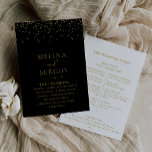 Gold Confetti Boho Black Wedding program<br><div class="desc">Compliment your classic wedding with this gold confetti boho black wedding program. The design features watercolor gold glitter,  confetti in a black background.</div>