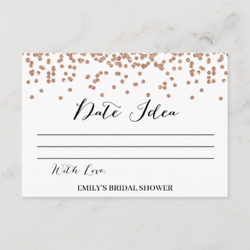 Gold Confetti Bridal Shower Date Night Card