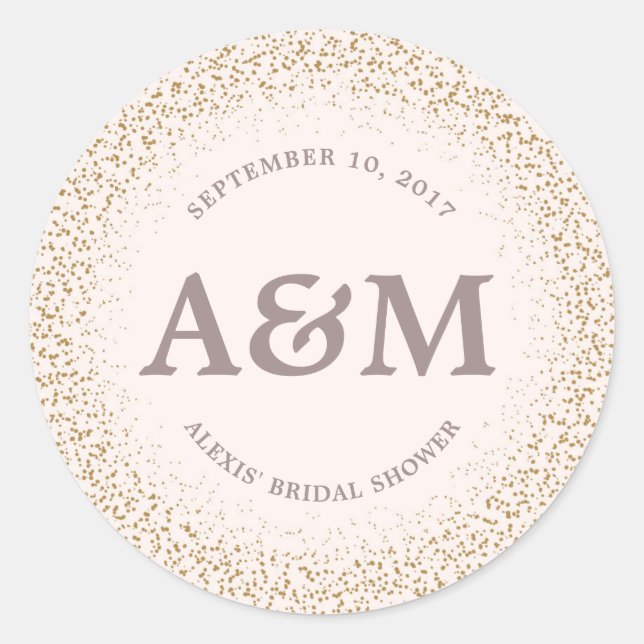 Gold Confetti Bridal Shower Favor Sticker (Front)