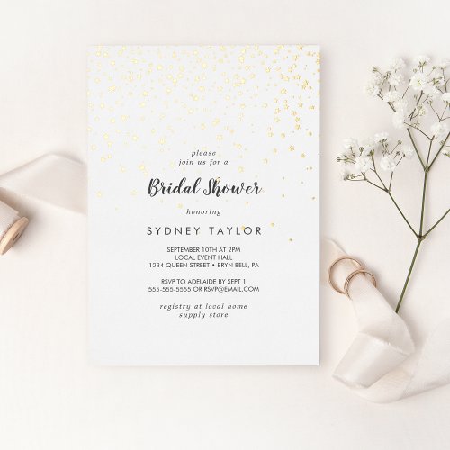 Gold Confetti Bridal Shower Gold Foil Invitation