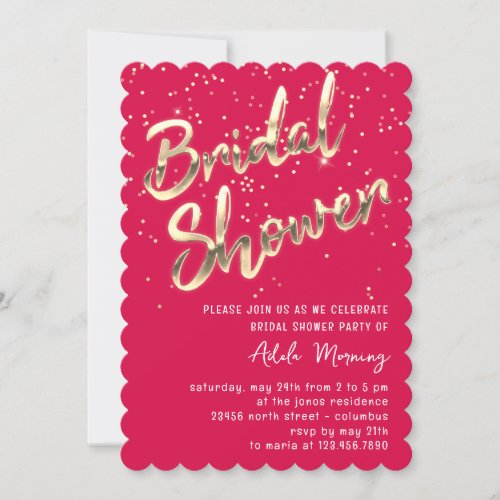 Gold Confetti Bridal Shower Script Candy  Invitation