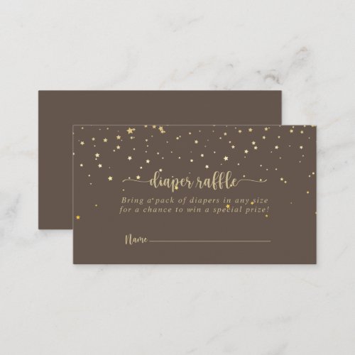 Gold Confetti Brown Diaper Raffle Ticket  Enclosure Card