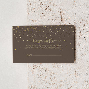 Gold Confetti Brown Diaper Raffle Ticket Enclosure Card