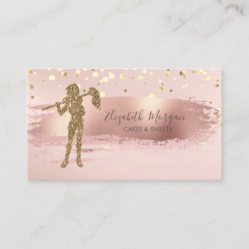Gold ConfettiBrush Stroke Glitter Cleaning Lady Business Card