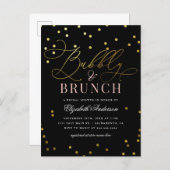 Gold Confetti Bubbly & Brunch Bridal Shower Invitation Postcard (Front/Back)