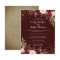 Gold Confetti Burgundy Floral Wedding Invitation