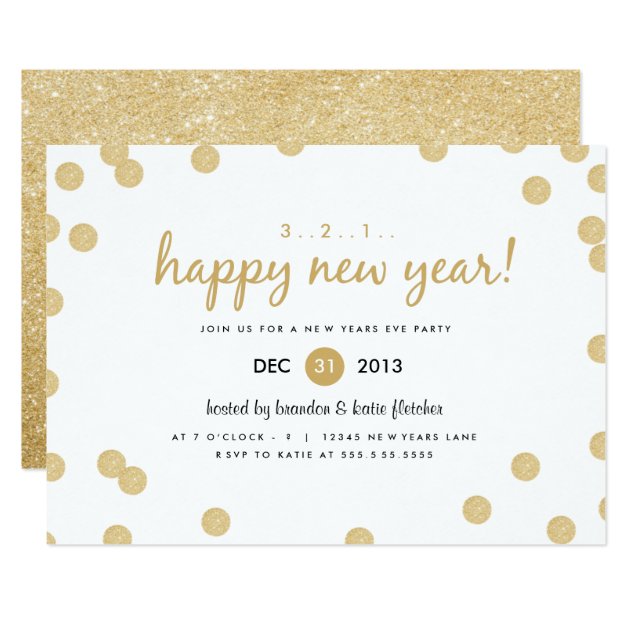 Gold Confetti By Origami Prints New Years Invite