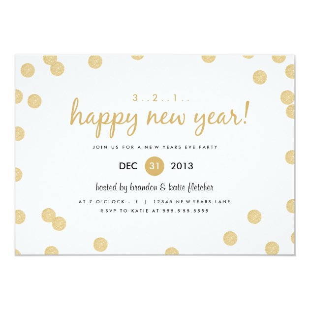 Gold Confetti By Origami Prints New Years Invite
