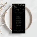 Gold Confetti Calligraphy Fancy Script Dinner Menu<br><div class="desc">This gold confetti calligraphy fancy script dinner menu card is perfect for a rustic wedding. The simple and elegant design features sparkling gold confetti coupled with a stylish script typography.

This menu can be used for a wedding reception,  rehearsal dinner,  bridal shower or any event.</div>