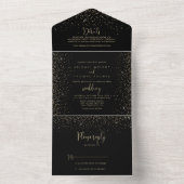 Gold Confetti Calligraphy Fancy Script Wedding   All In One Invitation (Inside)